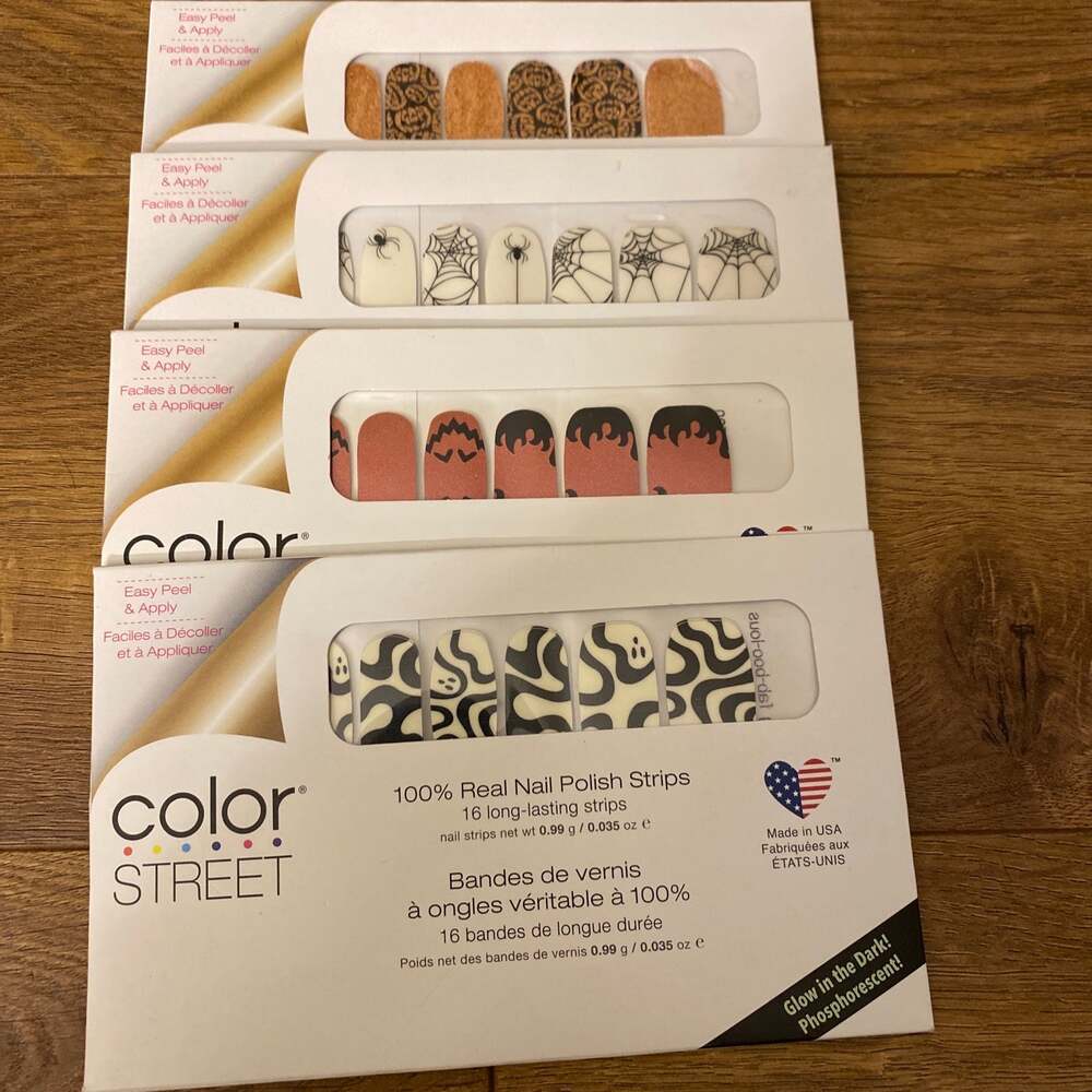 4x Color Street Nail Polish‎ Strips Halloween Spooky Pumpkin Ghosts